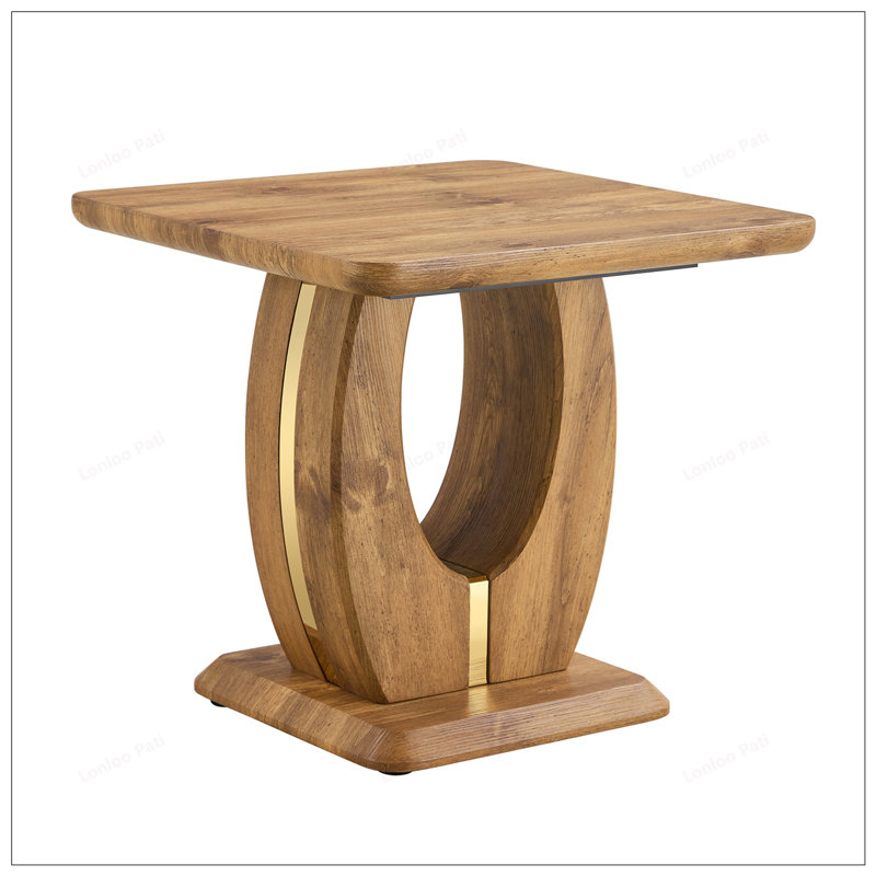 Table basse carrée en bois aggloméré à motif d'autocollants moderne et minimaliste