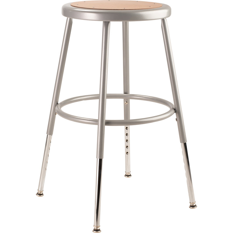 Adjustable Height Ergonomic Lab Stool with Footrest, Gray, 27"