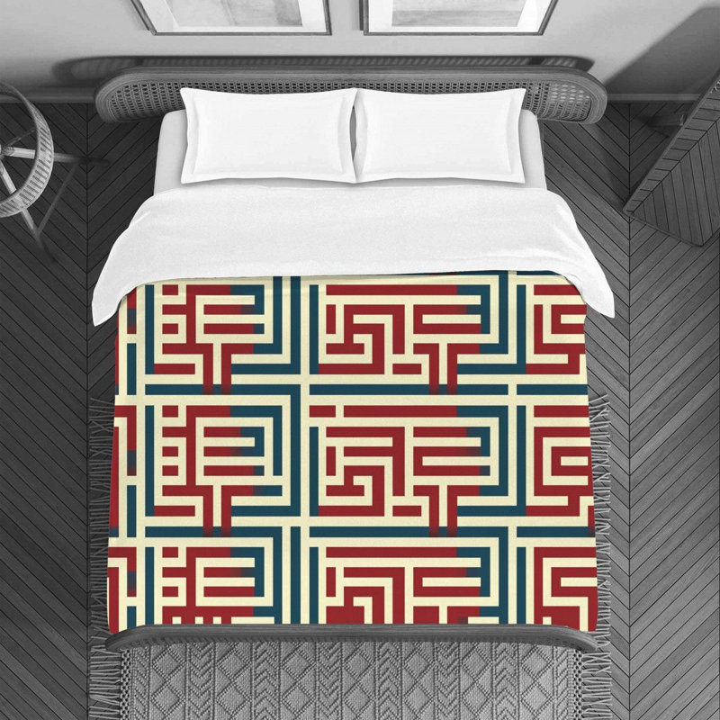 Housse de couette Mandala, Housse de couette simple, Bleu / rouge