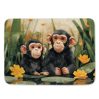 Chimpanzees Bath Mat Wildlife Bathroom Decor Primate Mates