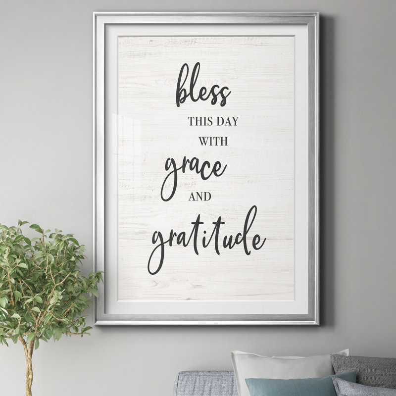 «Bless this Day», reproduction d'art textuel sur papier encadré, Argent, H 18,5 po x l 24,5 po x P 1,5 po