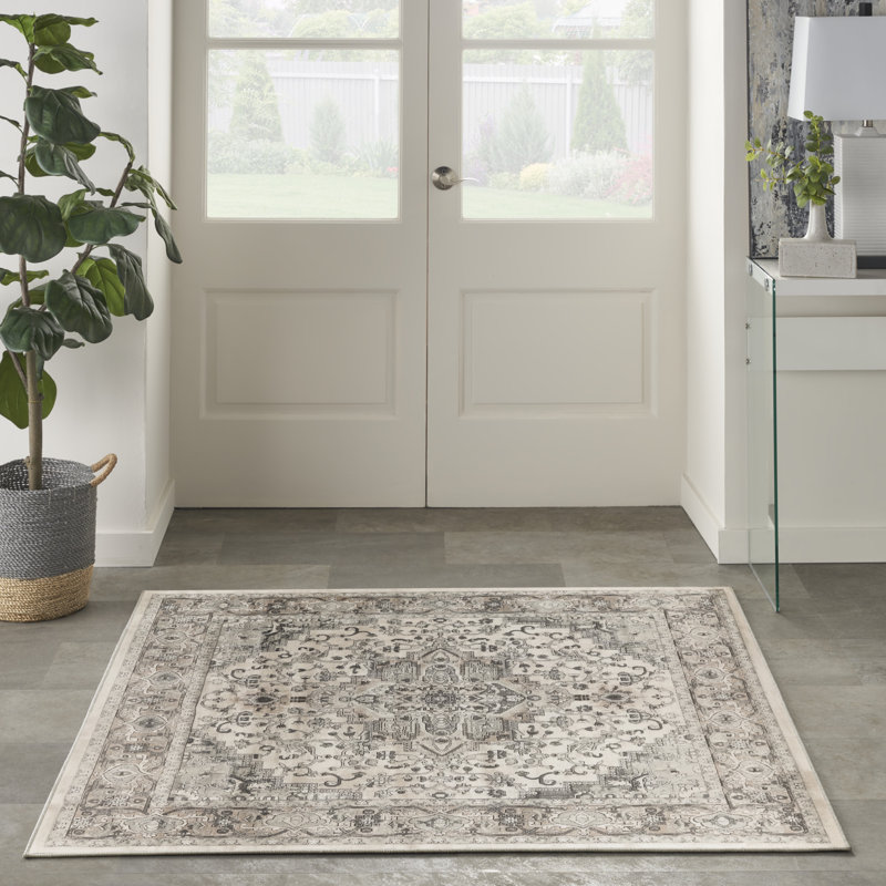  Jurado Oriental Ivory/Gray Area Rug, Square 4'