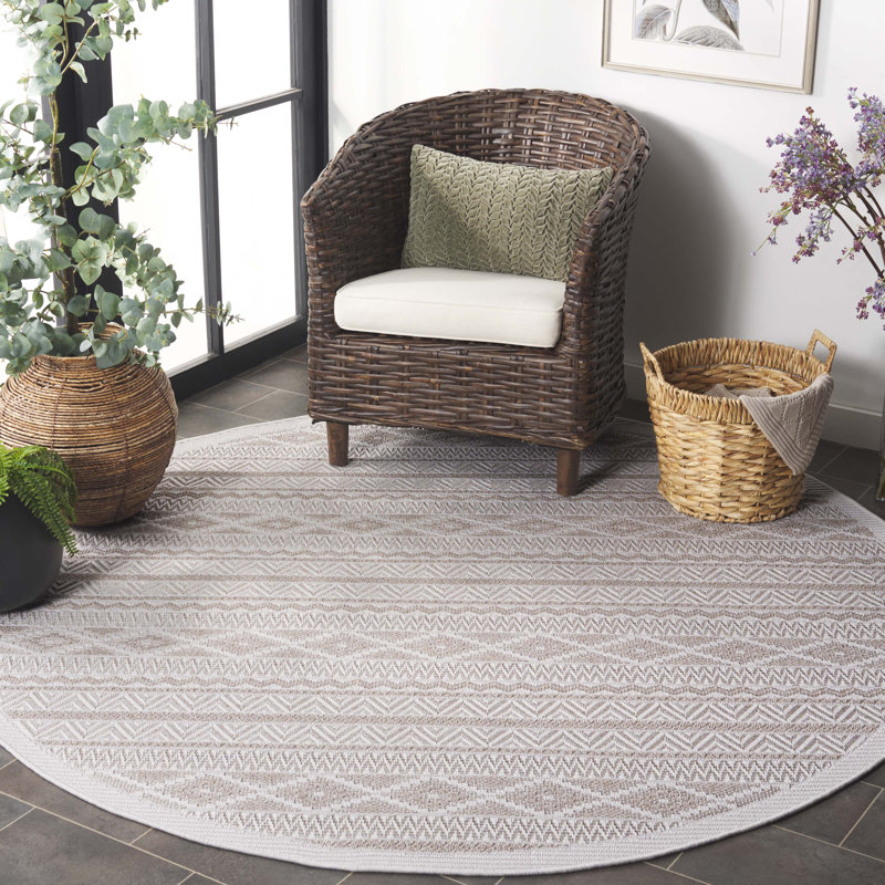 Tapis ivoire / beige Wicker 152, Rond 6 pi 7 po