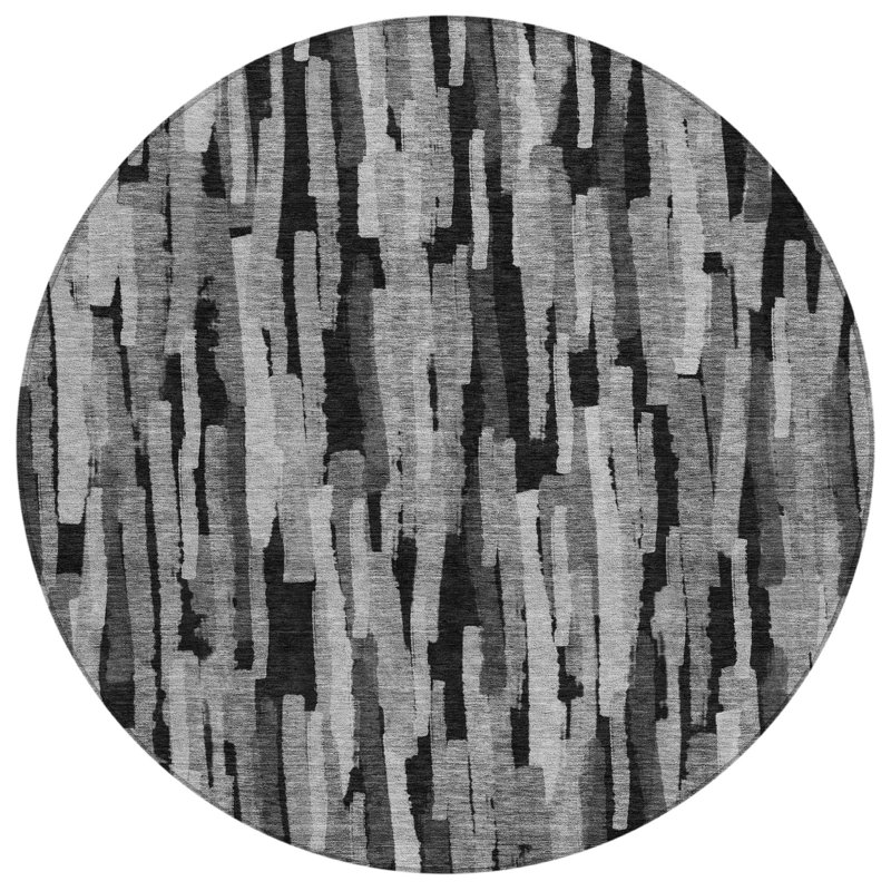 Machine Washable Indoor/Outdoor Chayil ACN1079 Gray Rug, Round 8'