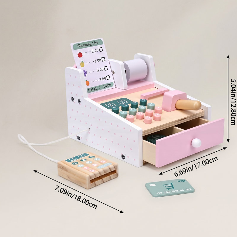 Caisse enregistreuse, jouet de caisse, rose, Blanc / Rose