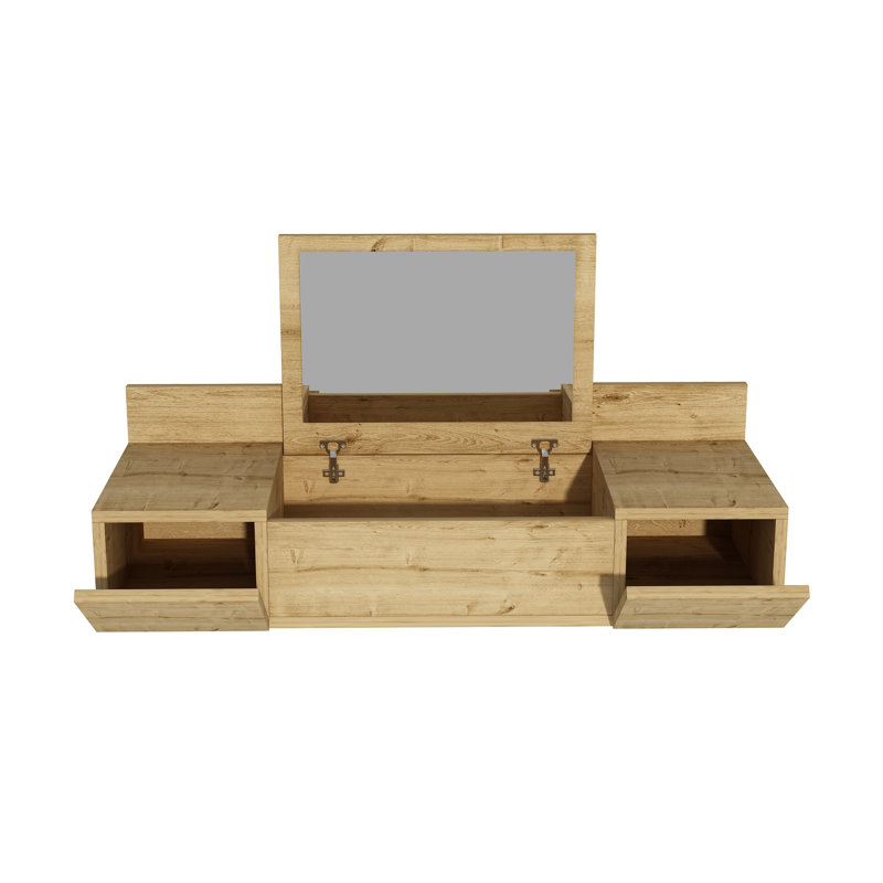 Makeup Vanity with Mirror and Storage Eubha, Sapphire Oak