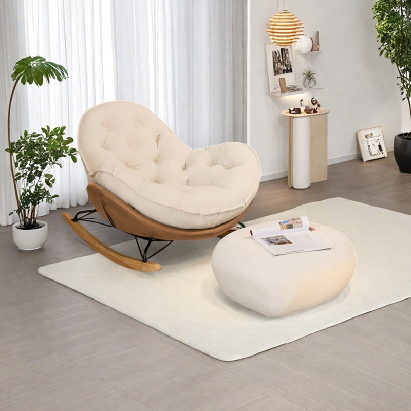 Chaise berçante ergonomique en chenille, Brun / Beige