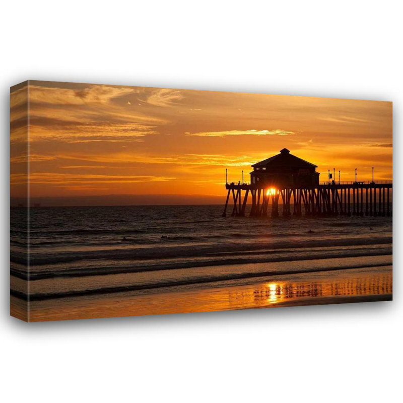 Reproduction d'art sur toile Beachcrest Home ™, Johnson, George, "Sunset Under the Pier", H 33 po x l 48 po