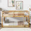 Lit mezzanine simple au-dessus d'un lit simple en bois massif avec plateau en lattes renforcées-106845160