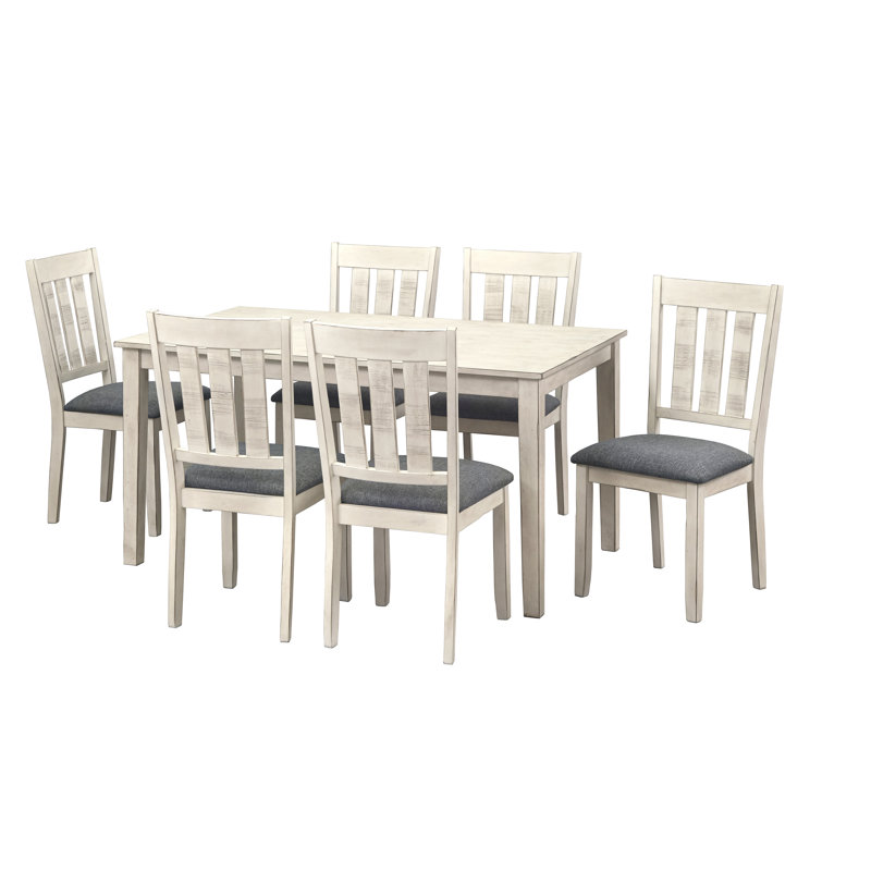 Ensemble de salle à manger Rhem, Blanc, 7 pièces : 1 table, 6 chaises