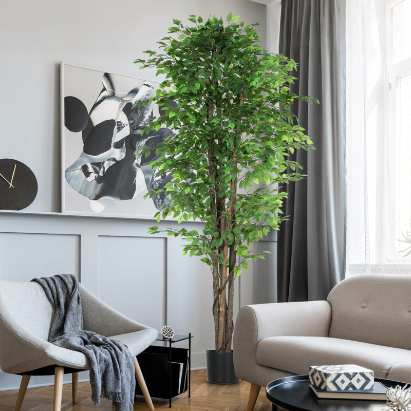 Arbre artificiel de 8 pi de hauteur, ficus en soie pour la décoration de bureau personnel