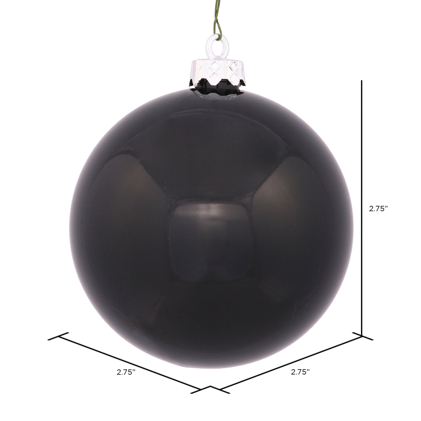 The Holiday Aisle® 4" Shatterproof Bauble, 2.75" H x 2.75" W x 2.75" D, Black