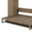 Lit escamotable double, lit escamotable en bois avec placard, tiroirs et tablettes ouvertes