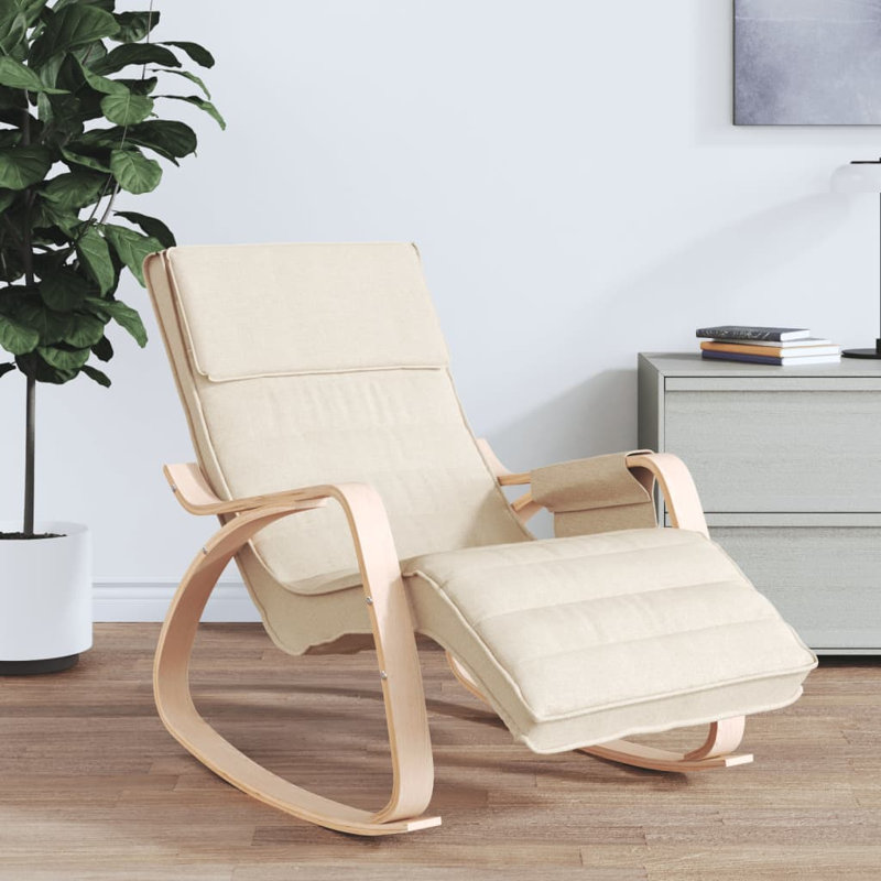 Chaise berçante George Oliver, tissu crème