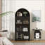 Armoire de rangement de 65,3 po de style industriel arqué avec portes en verre Tablettes | Acier | Verre trempé