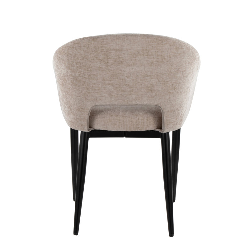 Chaise en métal noir et tissu brun clair