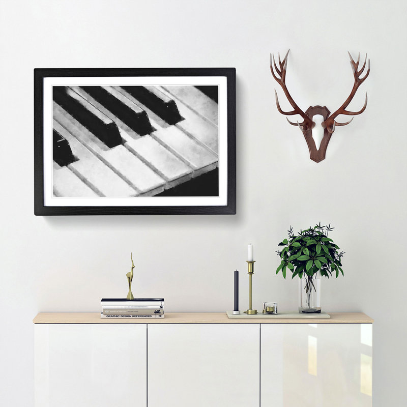 Keyboard Keys - Picture Frame Painting Print, 45cm H x 63cm W x 2cm D, Black Framed