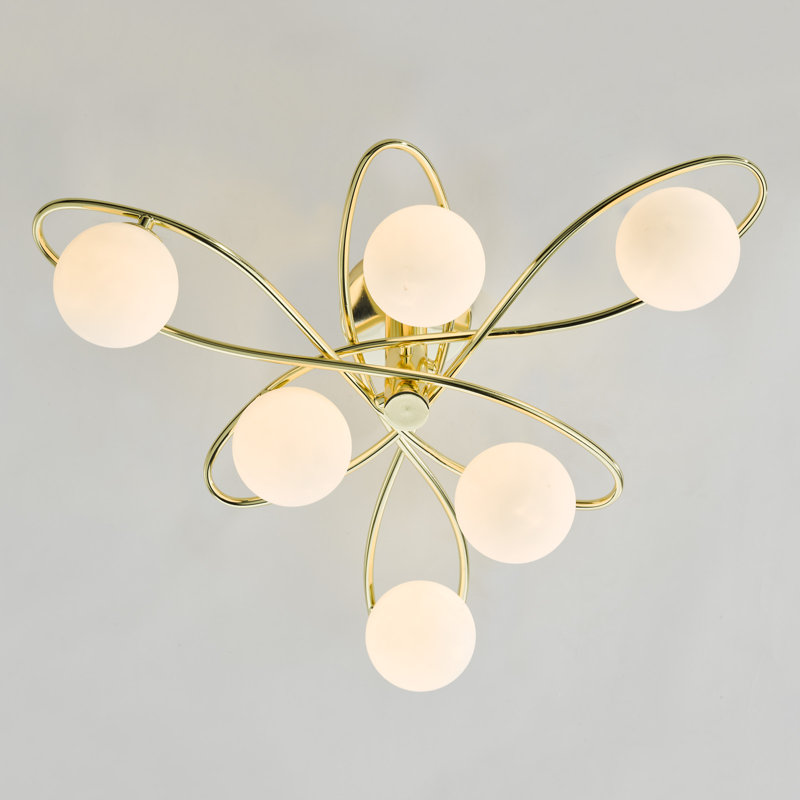 Rochdale Glass Semi Flush Mount, Gold, Opal