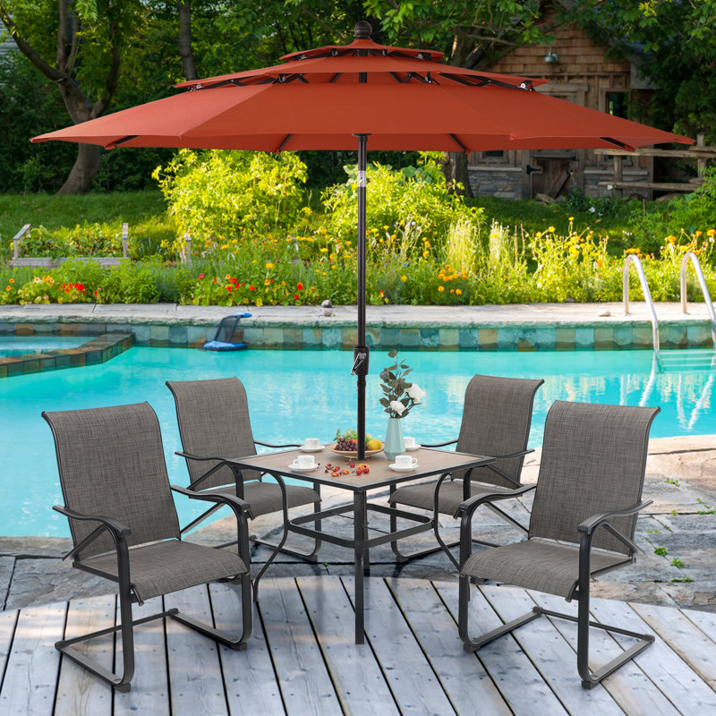 Ensemble de salle à manger pour 4 personnes 37 "avec parasol Alyah, Beige