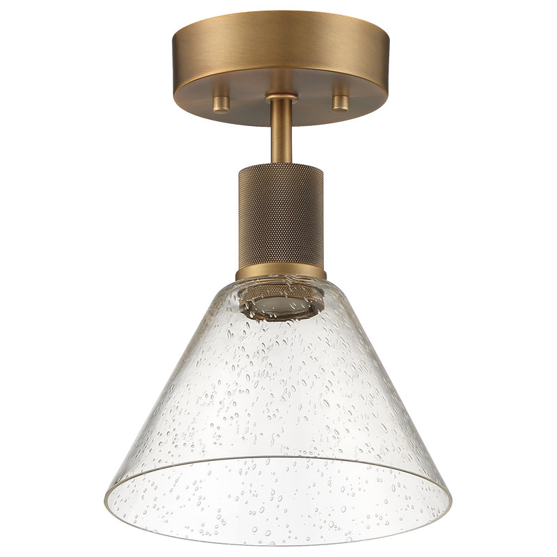 Southglenn Glass Semi Flush Mount, Antique Brushed Brass