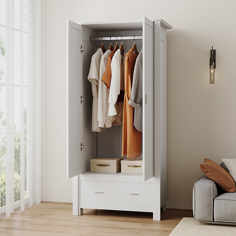 2 Door Manufactured Wood Wardrobe, White