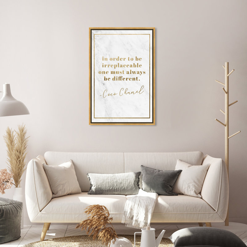 Typographie et citations «Be différent», citations et dictons de mode dorés - Art textuel sur toile, H 30 po x l 20 po