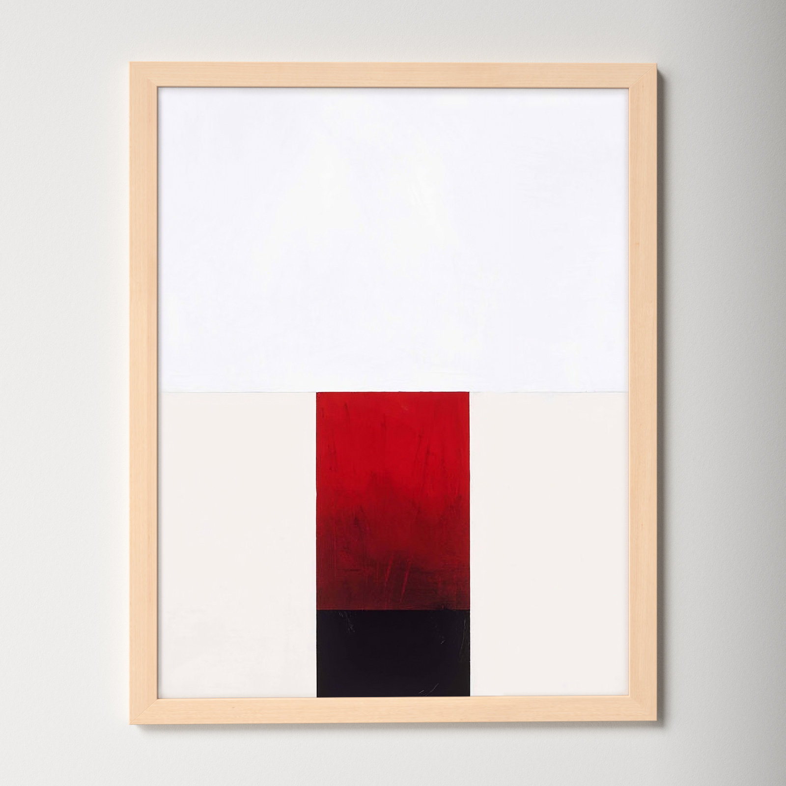 Tempo with Red 2 Print by Robert Kamnatnik, Maple Framed Paper, 30" H x 24" W x 1.25" D