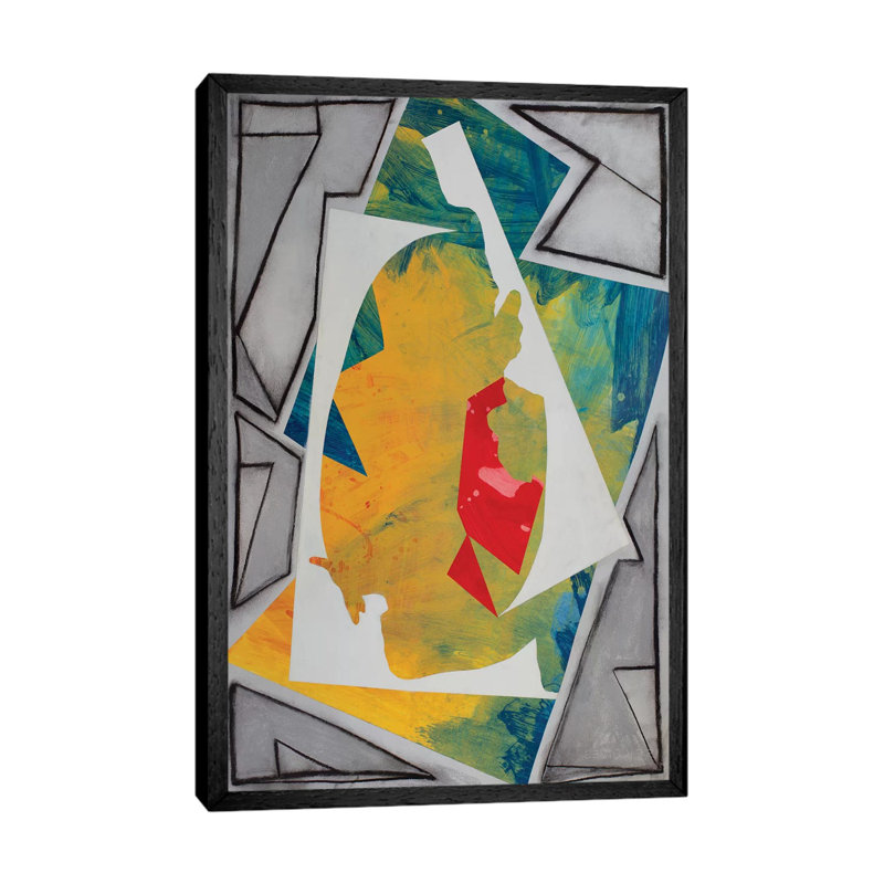 Cutouts And Angles by Pamela Staker - Painting on Canvas, 101.6 cm H x 66.04 cm W, Black Framed