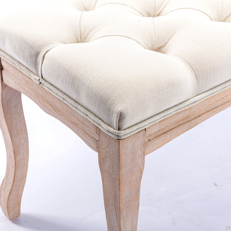 Banc rembourré en lin 43,3 po Linvella, Beige