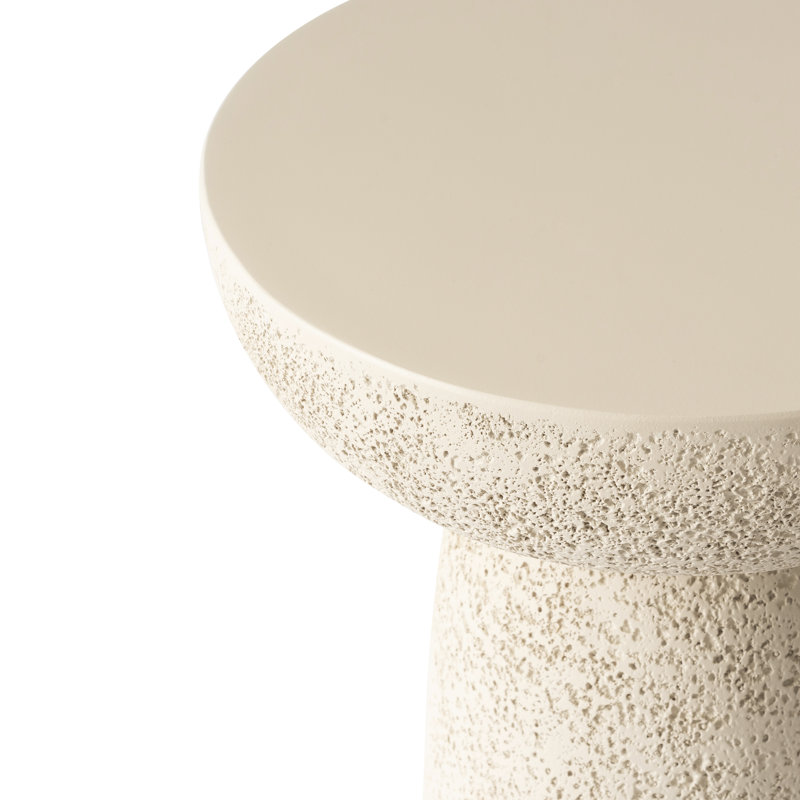 Sleek Cylinder Round Side Table, Cream