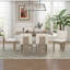 Ensemble de salle à manger 7 pièces avec table rectangulaire et base à tréteaux, comprenant 6 chaises rembourrées pour la salle à manger ou la cuisine-1389086311