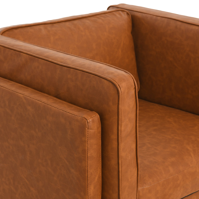 Fauteuil Atley, Similicuir brun