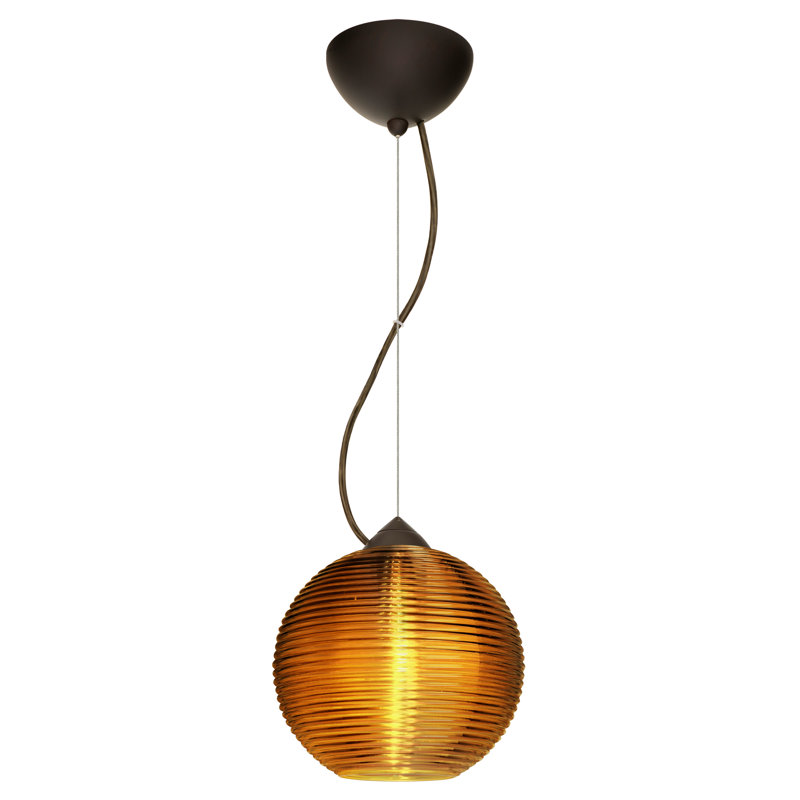 Luminaire sphère suspendu 1 lumières simple Kristall, Bronze brossé, Fumée
