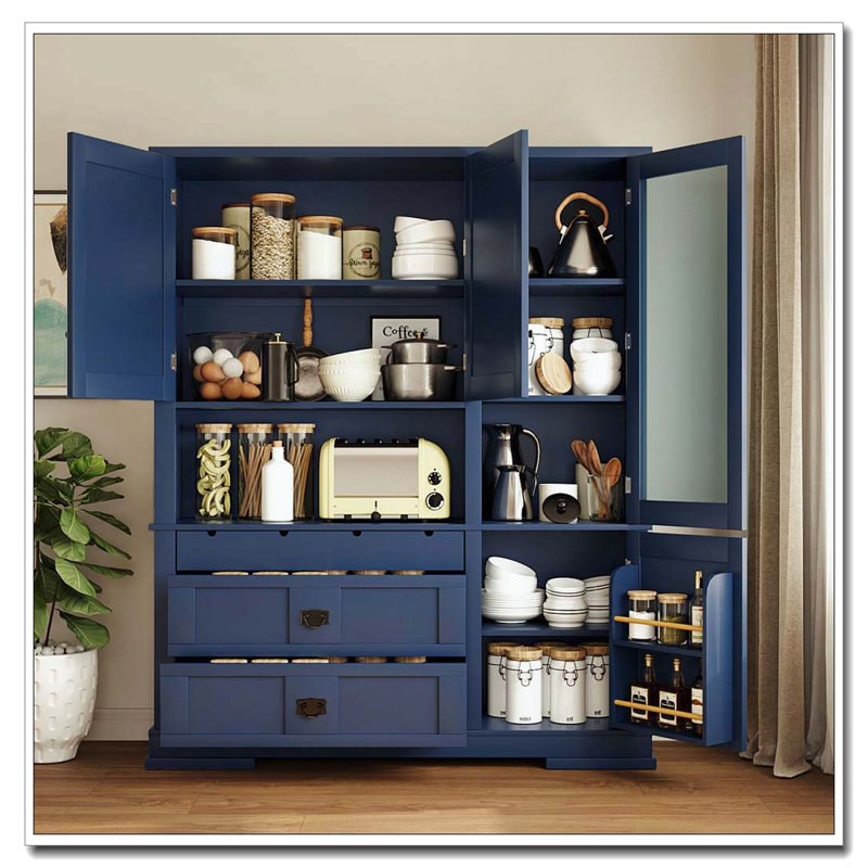Armoire de cuisine sur pied Traditional, Bleu