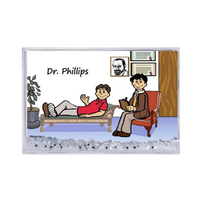 Personalized Therapist, Psychologist - Male Snow Globe Frame Gift  6" x 4"