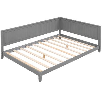 Full Size Gray Wood Daybed/ - Mid-Century Modern Look With Versatile Use Option In Armrest For Comfort