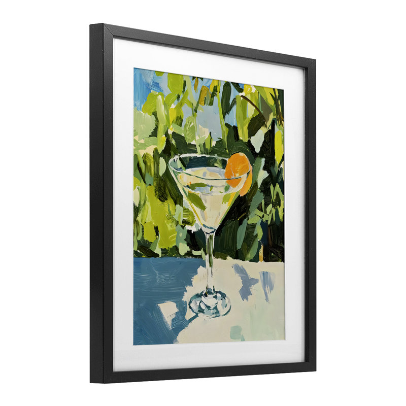 Cocktail d'été avec impression encadrée orange sous verre, design par Riley B, H 16 po x l 13 po, Cadre noir minuit