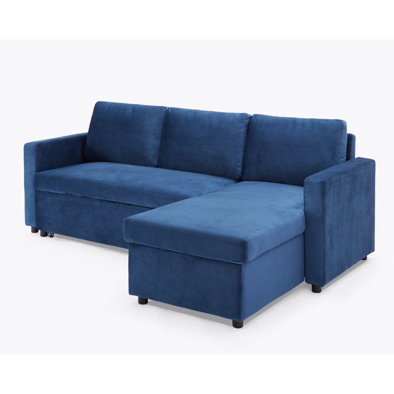 Tannum 3 Seater Velvet Sofa Bed, Blue