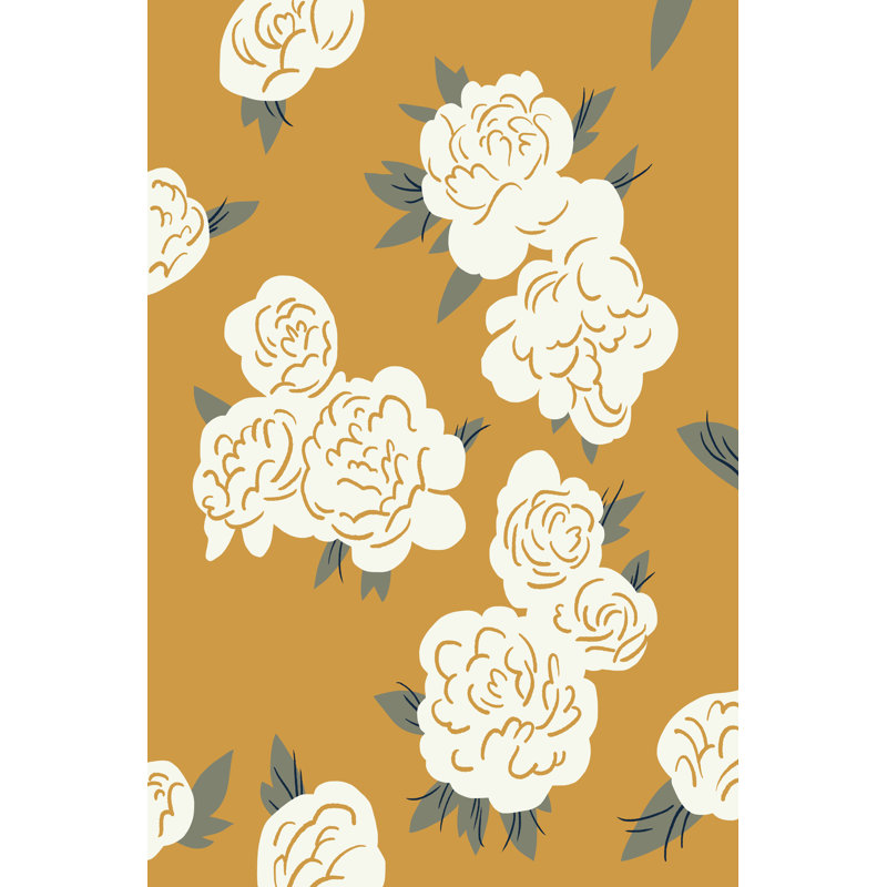 Ivory Peonies On Gold II by Jacob Green - Painting on Canvas, 76 cm H x 51 cm W, Wrapped Canvas