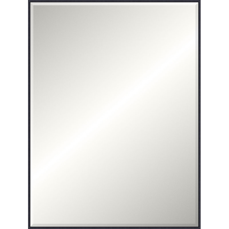 Floater 2 Solid Wood Beveled Mirror, 49.25" x 37.25", Matte Black, Rectangle