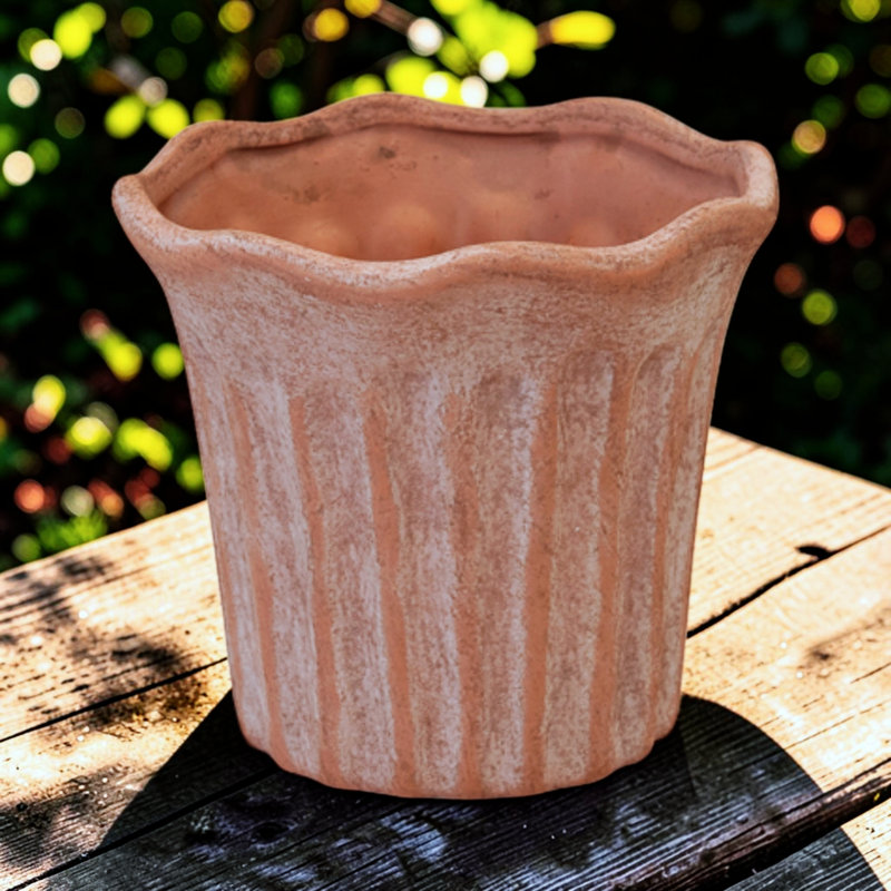 Stone Indoor / Outdoor Pot Planter, 15cm H x 17cm W x 17cm D, Red