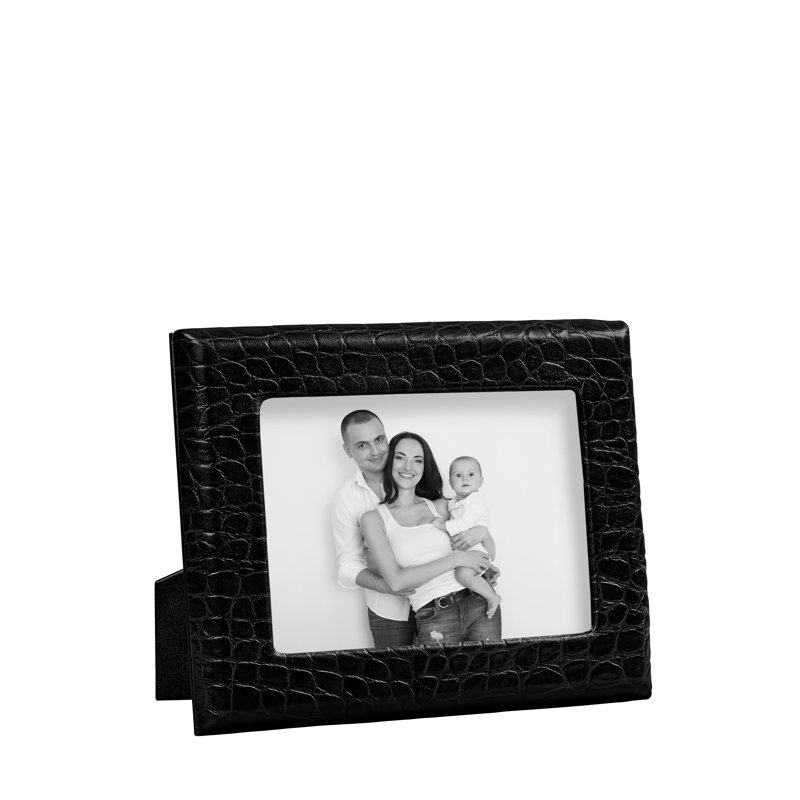 Leather Picture Frame, 5" W x 7" H, Black Croc
