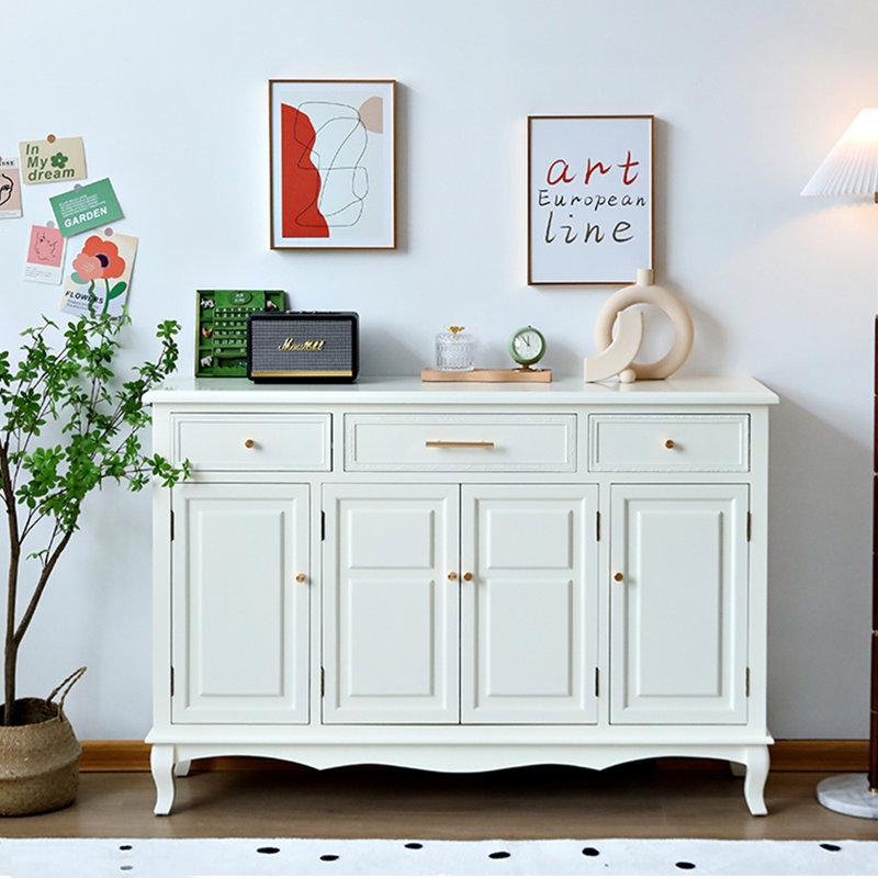 Buffet polyvalent moderne de style nordique, Blanc cassé / doré