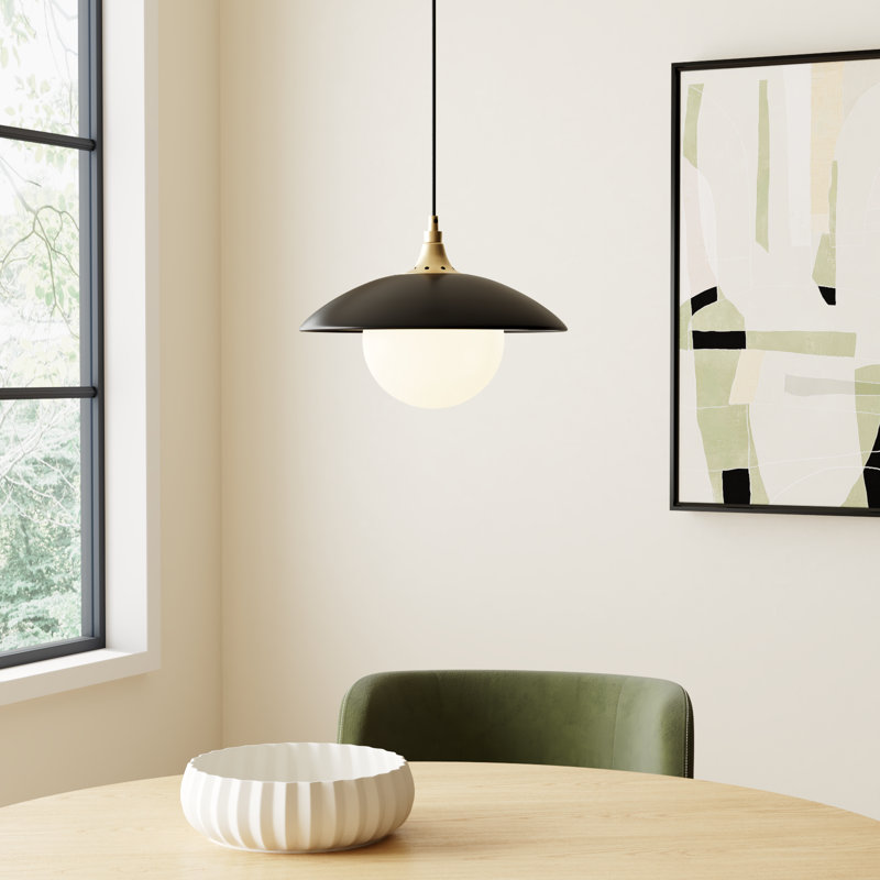 Morine 1 - Light Single Pendant, White, Matte Black/Brass