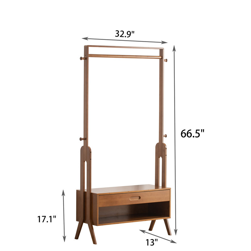 Parowan Wood Clothing Rack, 66.5" H x 32.9" W x 13" D