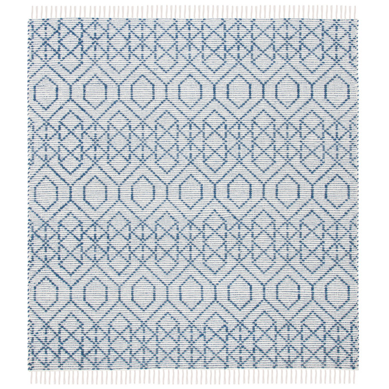 Montauk Hand Loomed Cotton Geometric Rug, Square 6'