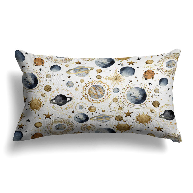 Space Fusion  Rectangular Throw Pillow, Blue/White