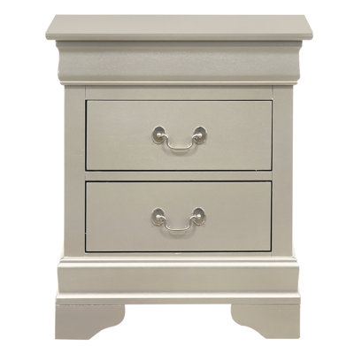Elegant Traditional Nightstand In Silver Champagne