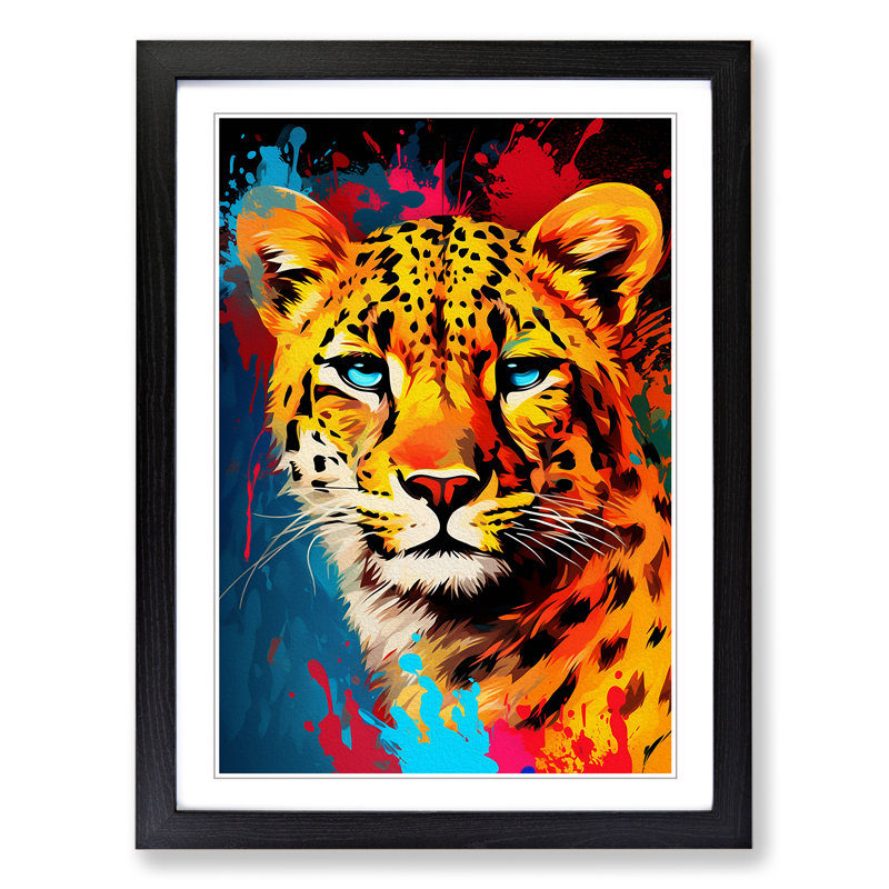 Cheetah Abstract - Single Picture Frame Print on Wood, Black Framed, 46cm H x 34cm W x 2cm D