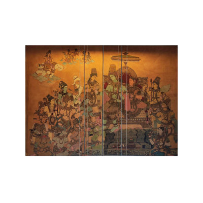 Rama Rajyabhishekam Kalamkari Painting | Traditional Indian Wall Art on Silk Fabric | Acrylic Hindu Religious Decor by Artist Dhanu Andluri